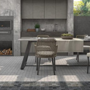 Carrelage grès cérame rustique antidérapante CEDEIRA BLANCO NEGRO