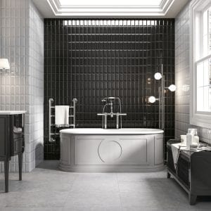 Materia pearl 60×60. Chic white 7,5×15. Chic black 7,5×15.
