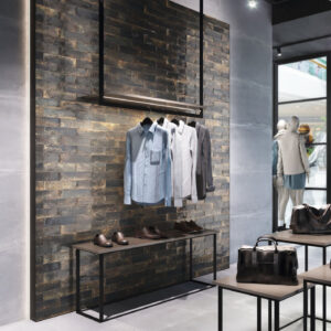 Carrelage metro Industrial silver 60×120 Industrial copper 75×30.