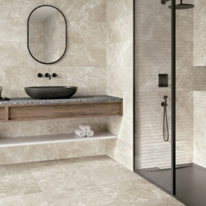 grès cérame effet marbre QAMAR CREAM 60X60 CM RC CREAM 33,3X90 CM RC CREAM 33,3X90 CM RC DEC