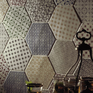 Carrelage hexagonal Marrakech 15×17 détails décorés