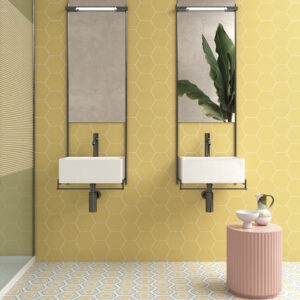 Tuile de porcelaine hexagonale Boom 14×16 Décoré